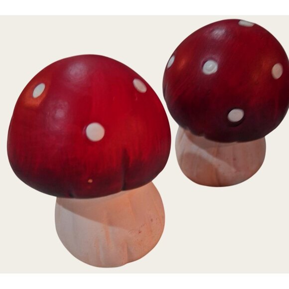 Set Of 5 Red & White Ceramic Mushroom Decorations new - Picture 5 of 7